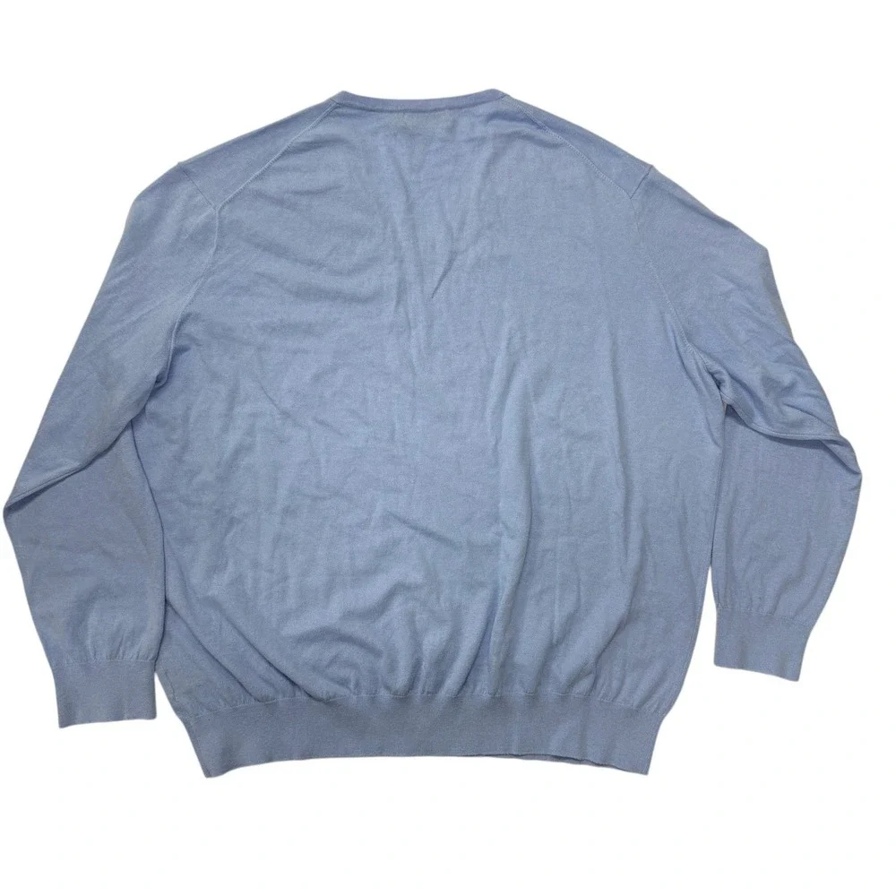 Polo Ralph Lauren Mens 3XB Blue Cotton Cashmere V-Neck Sweater Big & Tall Pony
